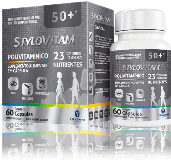 Polivitamínico 50+. Categoria de alimento dispensado de registro conforme Resolução RDC 27/2010. Este produto é indicado para indivíduos com 19 anos ou mais. Especialmente formulado para maiores de 50 anos. Este produto não é um medicamento. Não exceder a recomendação diária de consumo indicada na embalagem. Mantenha fora do alcance de crianças. NÃO CONTÉM GLÚTEN. Imagens meramente ilustrativas. Material destinado a uso exclusivo por profissionais da área da saúde.